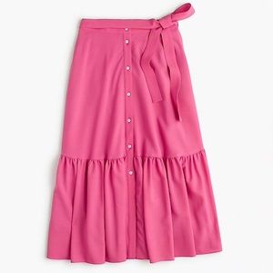 J. Crew Collection Tiered Midi Skirt Pink